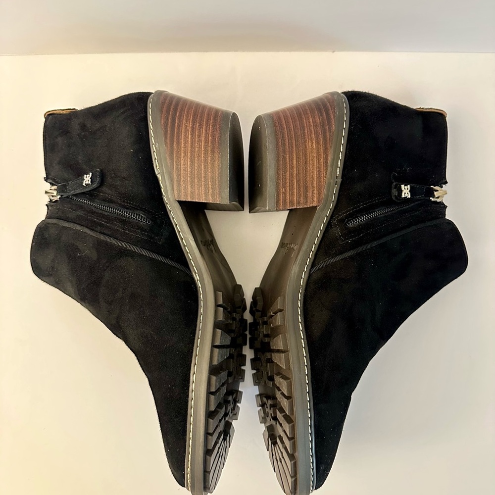 Sam Edelman Black Suede Ankle Boots with Zipper - Picture 3 of 8